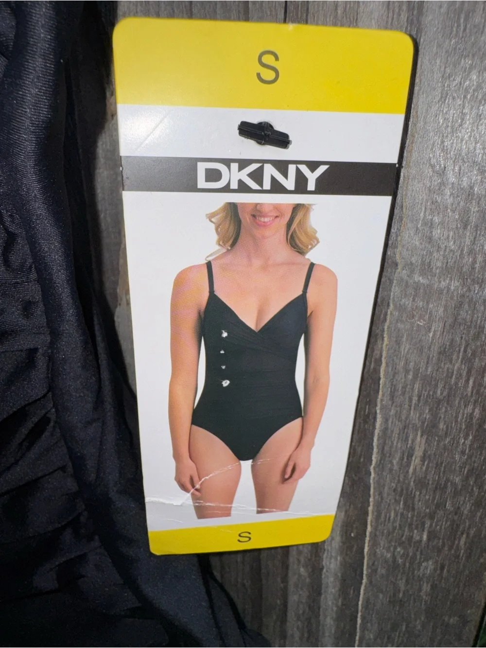 DKNY Twisted One-Piece Swimsuit Black Size Small - Picture 6 of 8
